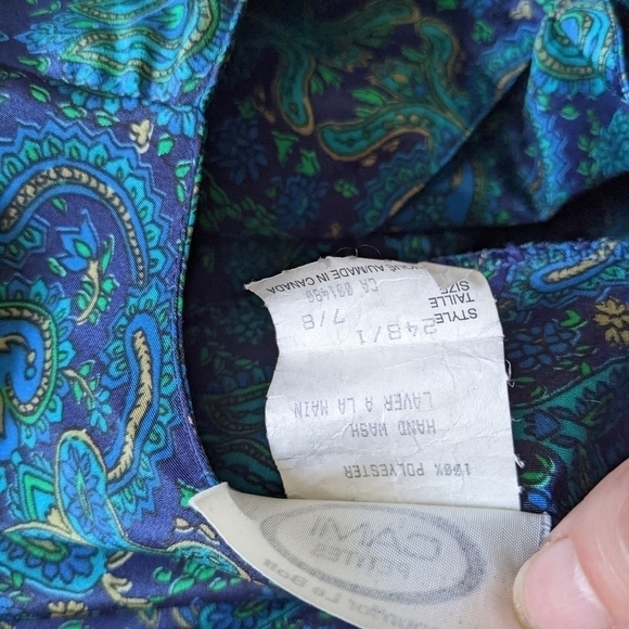 VINTAGE Cami petites mulberry lime and turquoise shoulder pad blouse @i - Picture 9 of 10